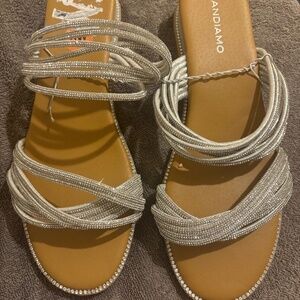Rhinestone silver sandals